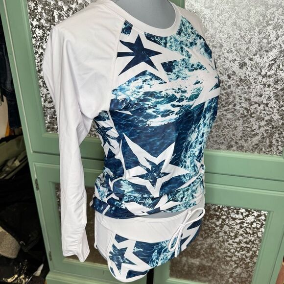 YATEEN Long Sleeve Sun Protection Rash Guard Two Piece Swimsuit Set Size Medium - Picture 7 of 16